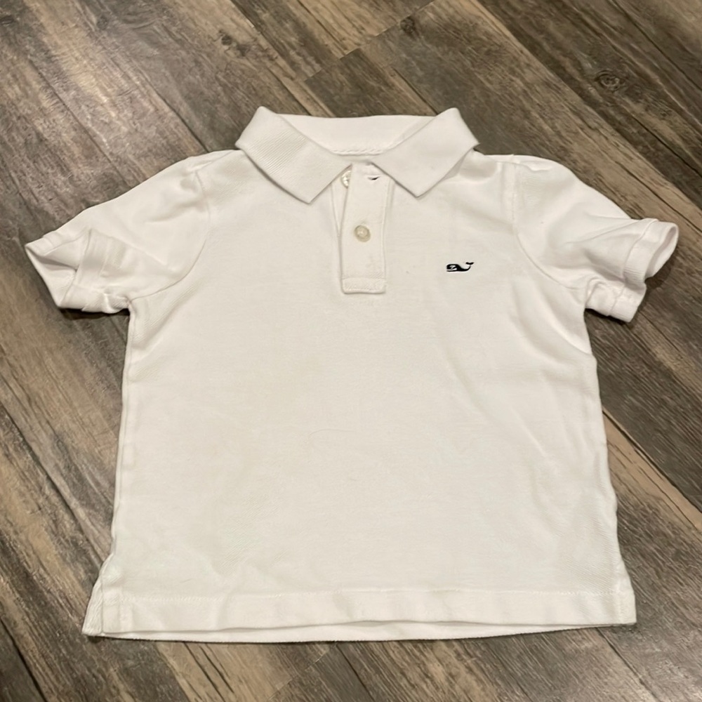 EUC Vineyard Vines white pique polo.
